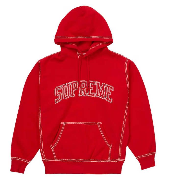 Supreme Big Stitch Hooded Sweatshirt Red