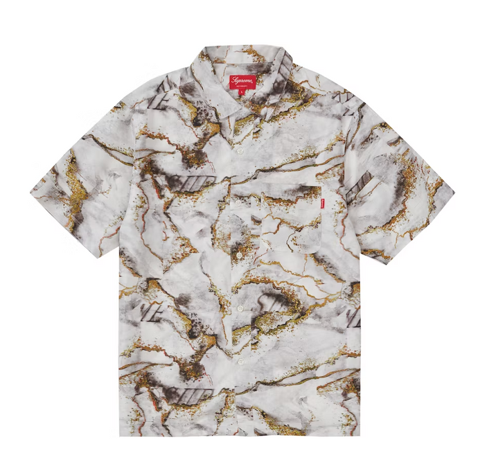 Supreme Marble Silk S/S Shirt White
