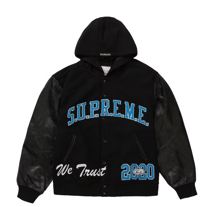 Supreme King Hooded Varsity Jacket Black