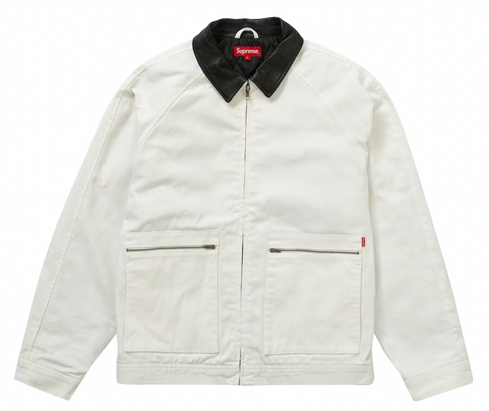 Supreme Leather Collar Work Jacket Natural