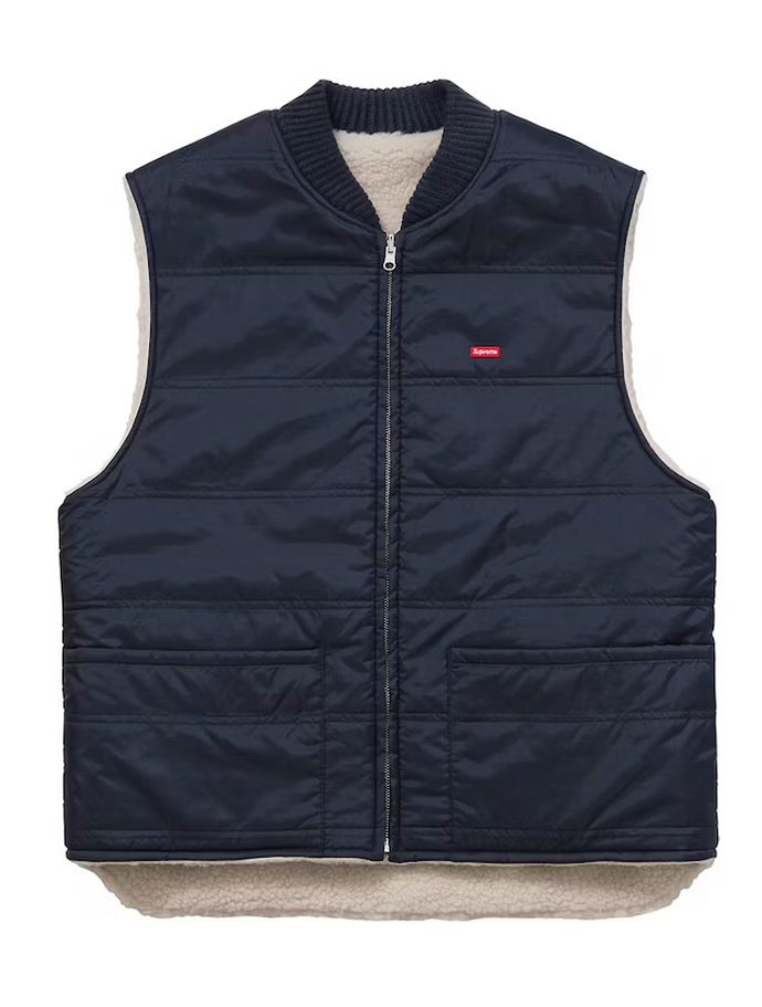 Supreme Sherpa Fleece Reversible Work Vest Men's Navy