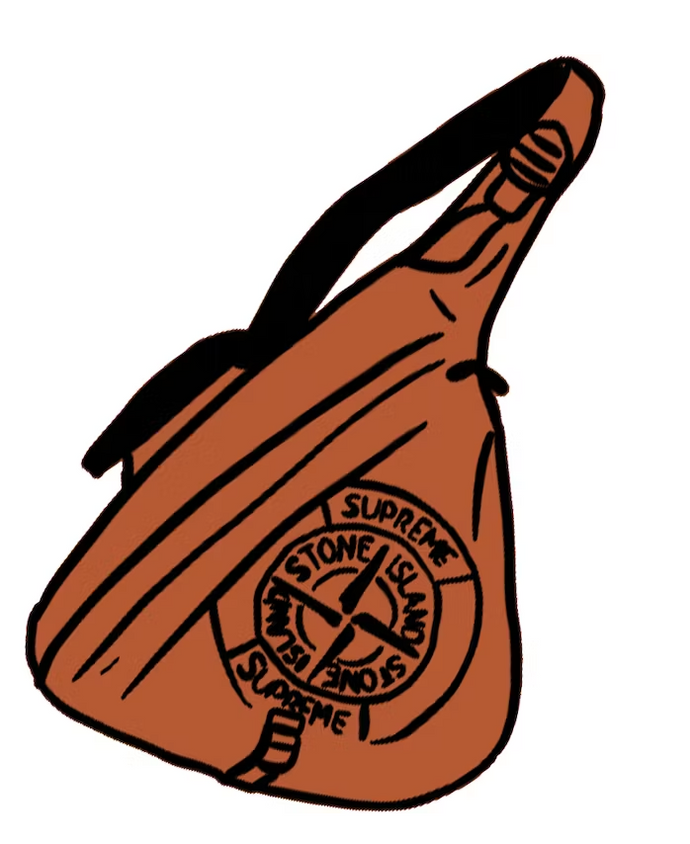 Supreme Stone Island Printed Camo Nylon Shoulder Bag Coral