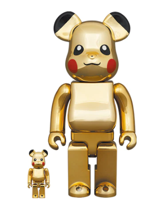 Bearbrick Pikachu 100% & 400% Set Gold Chrome Ver.