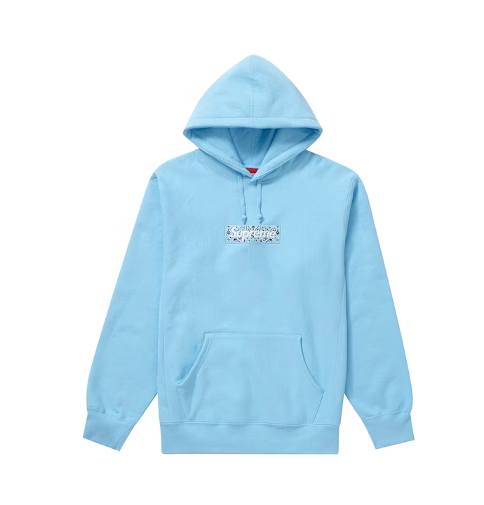 Supreme Bandana Box Logo Hooded Sweatshirt Light Blue