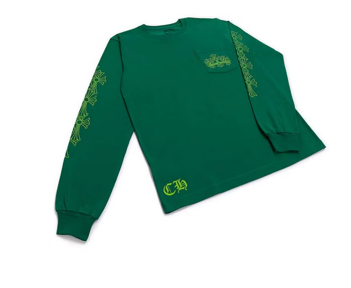 Chrome Hearts Cemetery Cross Long Sleeve Kelly Green/Glo Green