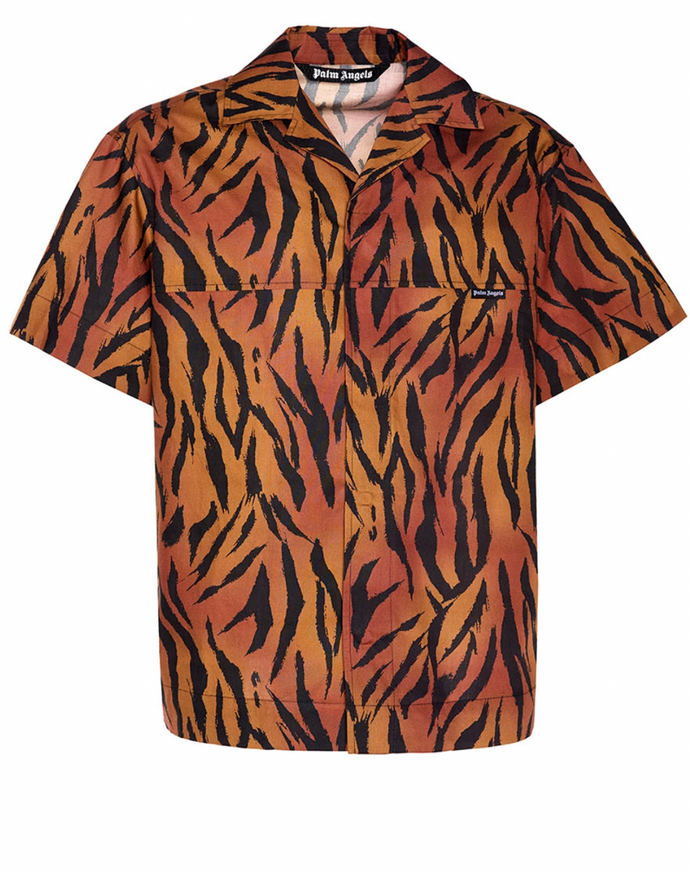 PALM ANGELS TIGER PRINT BOWLING SHIRT