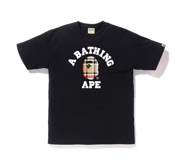 BAPE Check College Tee Black/Beige