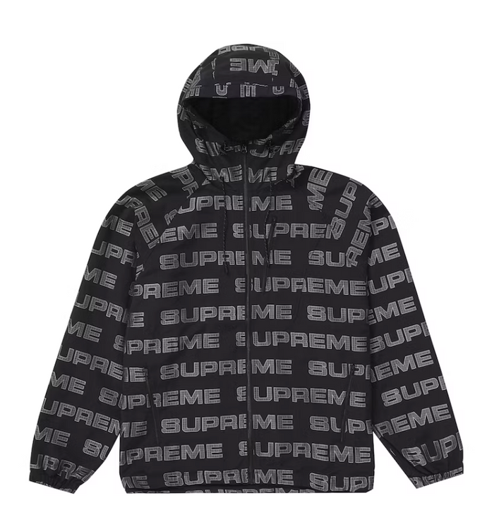 Supreme Logo Ripstop Hooded Track Jacket Black