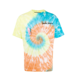 Palm Angels Men's Orange Tie-dye Print T-shirt
