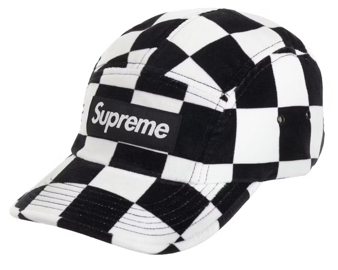 Supreme Velvet Camp Cap (FW20) Checkerboard