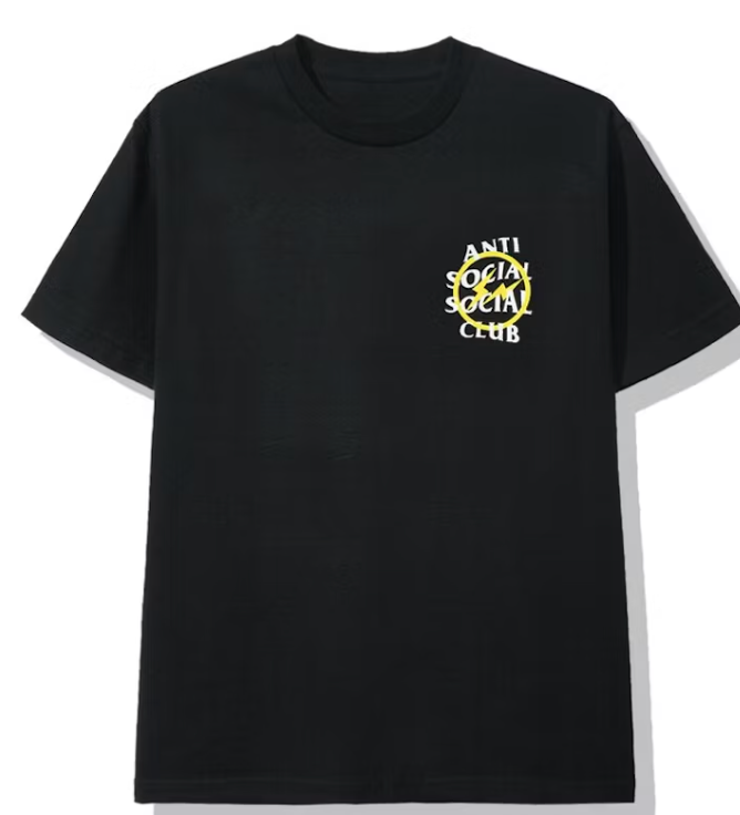 Anti Social Social Club x Fragment Yellow Bolt Tee (FW19) Black