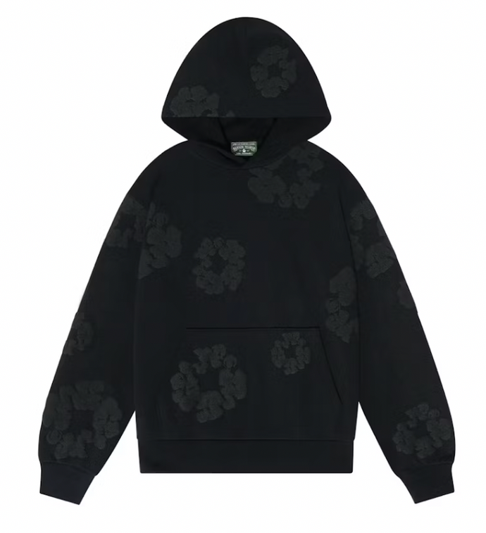 Denim Tears Cotton Wreath Hoodie Black Monochrome