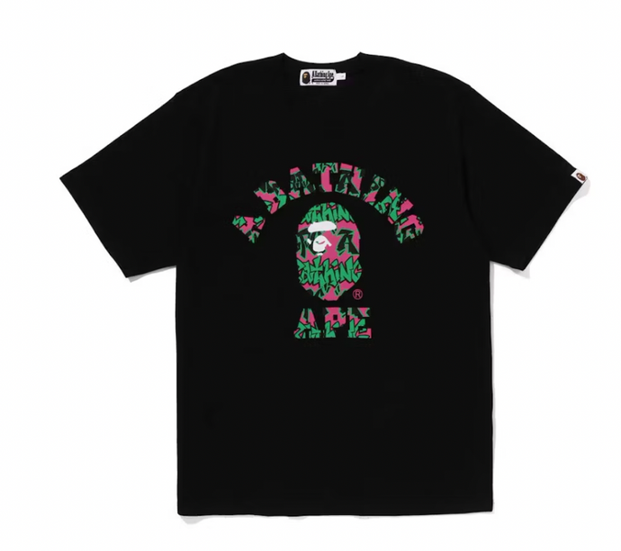 BAPE Graffiti Pattern College Tee Black