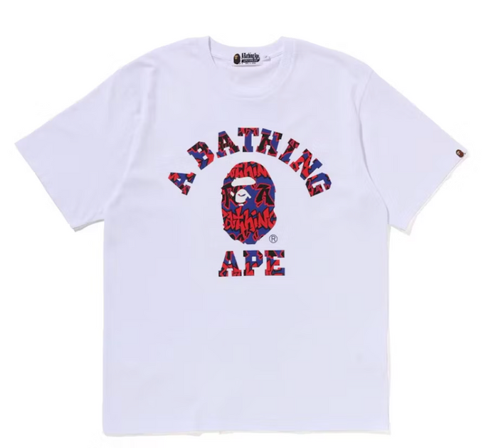 BAPE Graffiti Pattern College Tee White