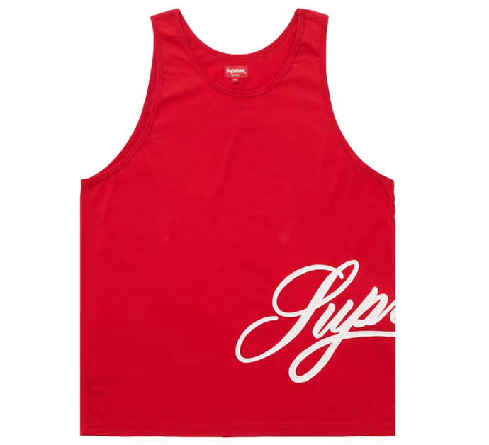 Supreme Mesh Script Tank Top Red