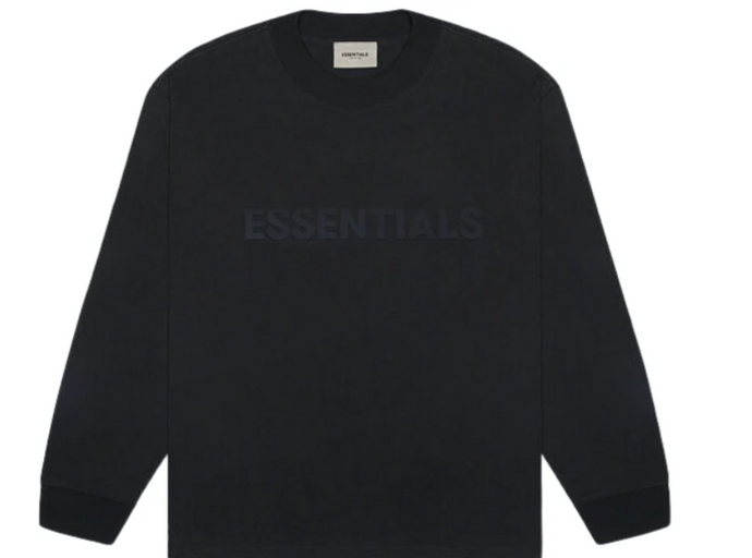 FEAR OF GOD ESSENTIALS 3D Silicon Applique Boxy Long Sleeve T-Shirt Dark Slate/Stretch Limo/Black