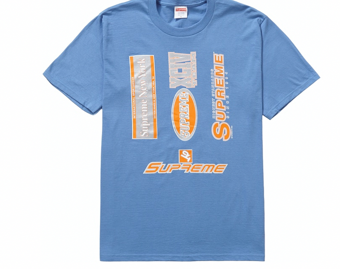 Supreme Multi Logos Tee Dusty Light Royal