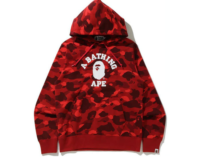 BAPE Color Camo College Pullover Hoodie (SS21) Red