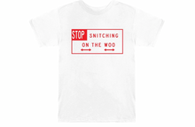 Load image into Gallery viewer, Pop Smoke x Vlone Stop Snitching T-shirt White/Red
