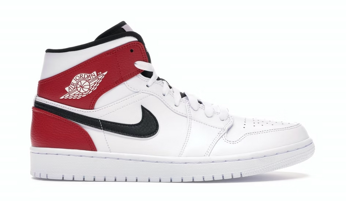 Jordan 1 Mid White Black Gym Red