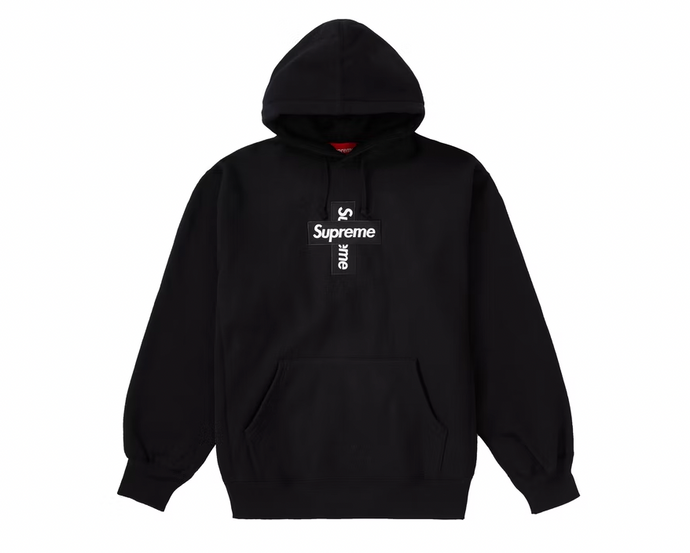 Supreme Cross Box Logo Hooded Sweatshirt Black