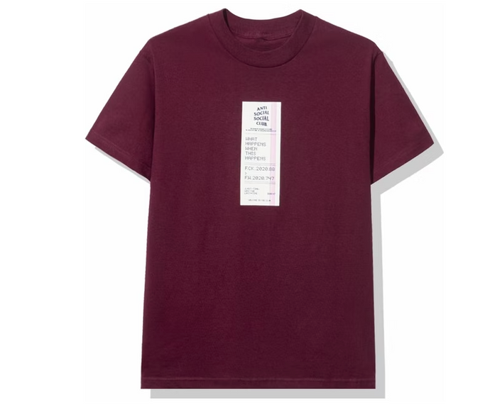 Anti Social Social Club Read Receipts Tee Maroon