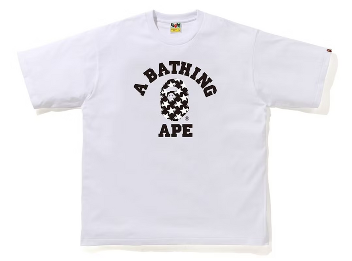 BAPE STA Pattern College Relaxed Fit Tee White/Black