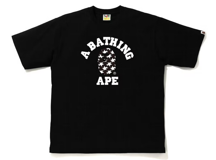 BAPE STA Pattern College Relaxed Fit Tee Black/Black