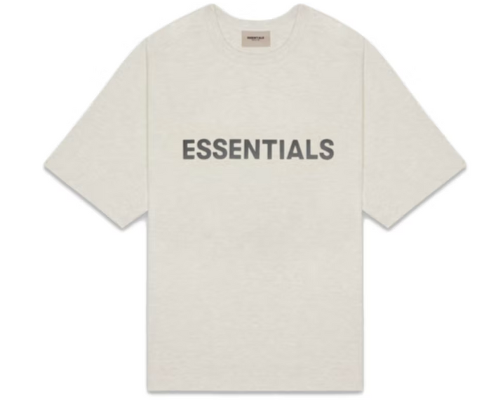 Fear of God Essentials Boxy T-Shirt Applique Logo Heather Oatmeal