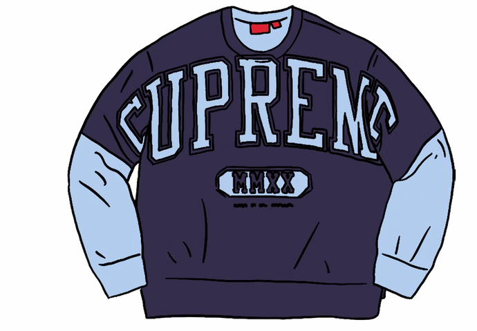 Supreme Overprint Crewneck Ice Blue