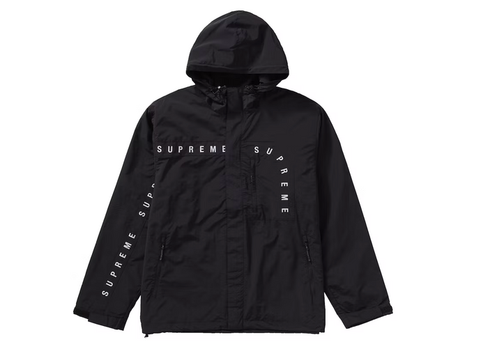 Supreme Curve Logos Ripstop Jacket Black