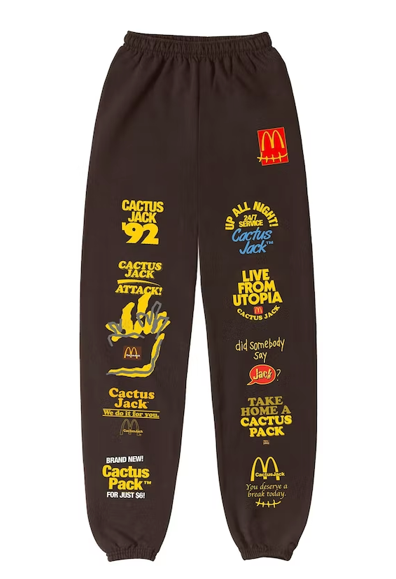 Travis Scott x McDonald's Sticker Bomb Sweatpants Brown