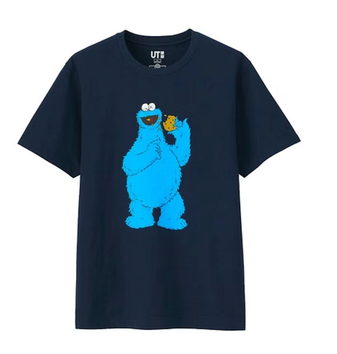 KAWS x Uniqlo x Sesame Street Cookie Monster Tee (Asia Sizing) Navy