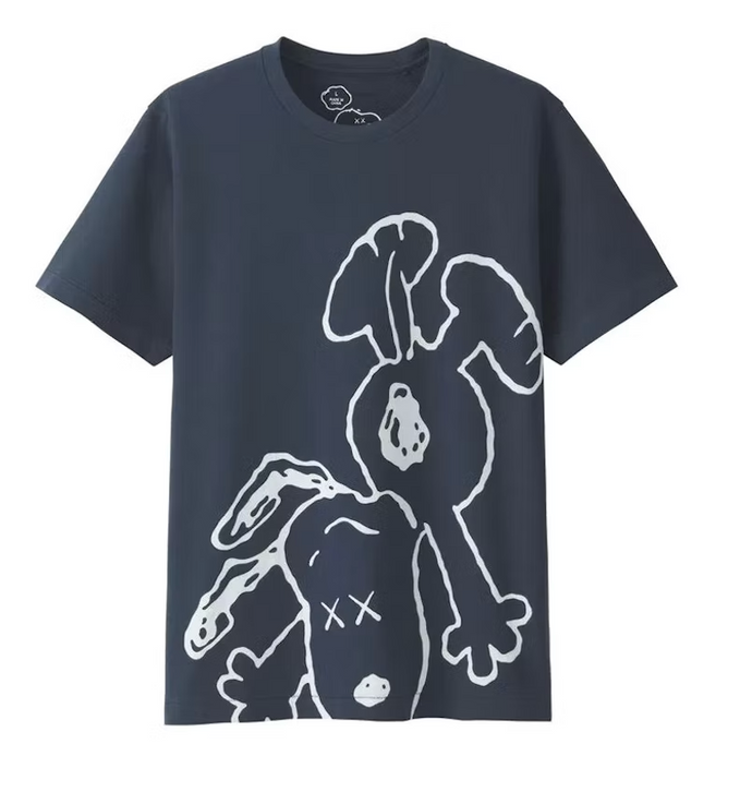 KAWS x Uniqlo x Peanuts Snoopy Falling Tee Navy