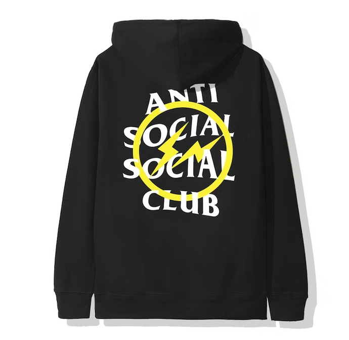 Anti Social Social Club x Fragment Yellow Bolt Hoodie (FW19) Black