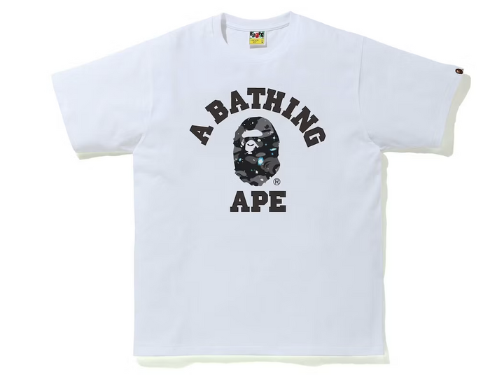 BAPE Space Camo Print College Tee White