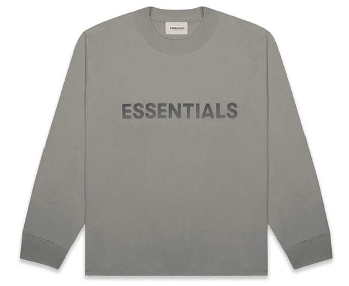 FEAR OF GOD ESSENTIALS Boxy Long Sleeve T-Shirt Applique Logo Cement